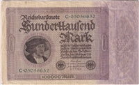 Germany 1923 100,000 Mark Note, Pick #83a F