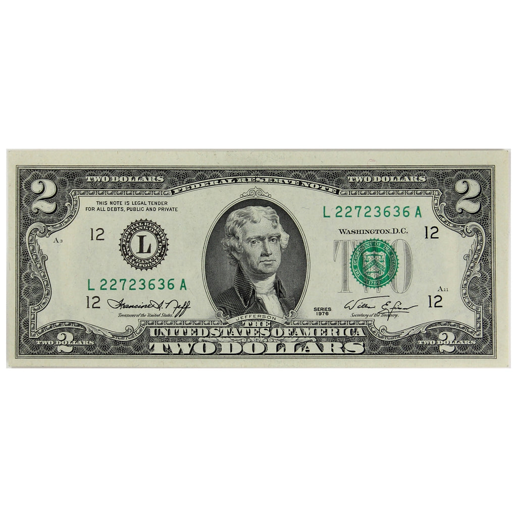 USA 1976 $2 Note, FR #1935L, Neff-Simon, San Francisco, CUNC