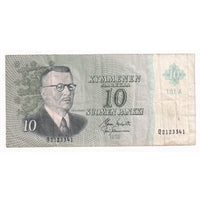 Finland 1965 10 Markkaa Note, Pick #100, VF
