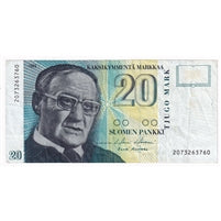 Finland 1993 20 Markkaa Note, Pick #122, VF