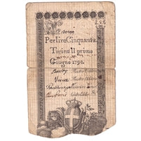 Italian States 1794 50 Lire Note, Pick #S118a, Circ