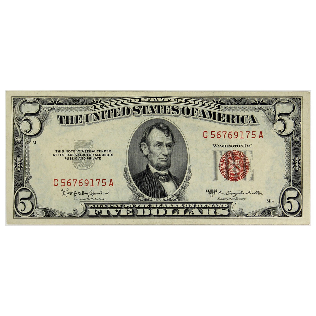 USA 1953C $5 Note, FR #1535, VF-EF