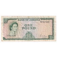 Jamaica 1964 1 Pound Note, Pick #51Ce Signature 4, VF