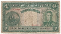 Bahamas 1936 4 Shilling Note, Pick #9a, VG