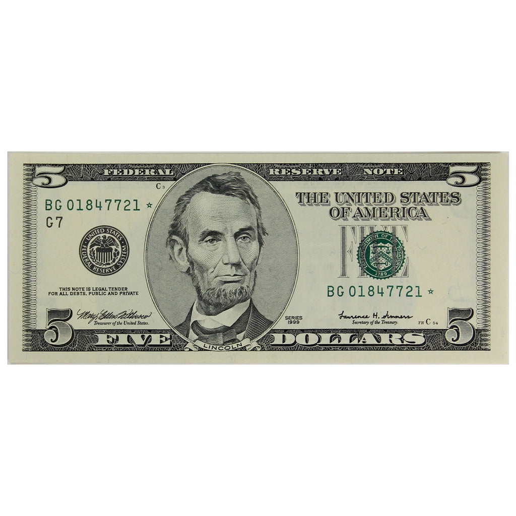 USA 1999 $5 Note, FR #1987G*, Star Note, CUNC