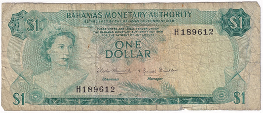 Bahamas 1968 1 Dollar Note, Pick #27a, Circ