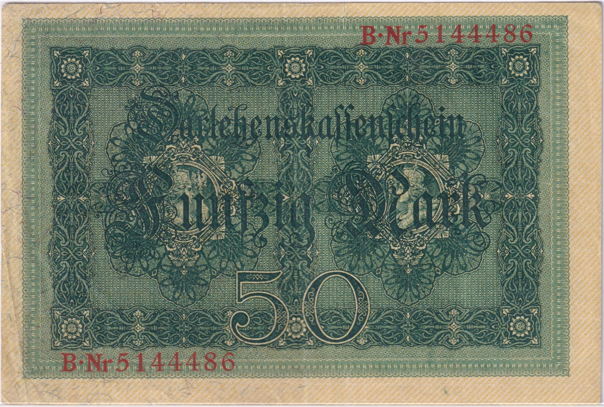 Germany 1914 50 Mark Note, Pick #49b, VF-EF