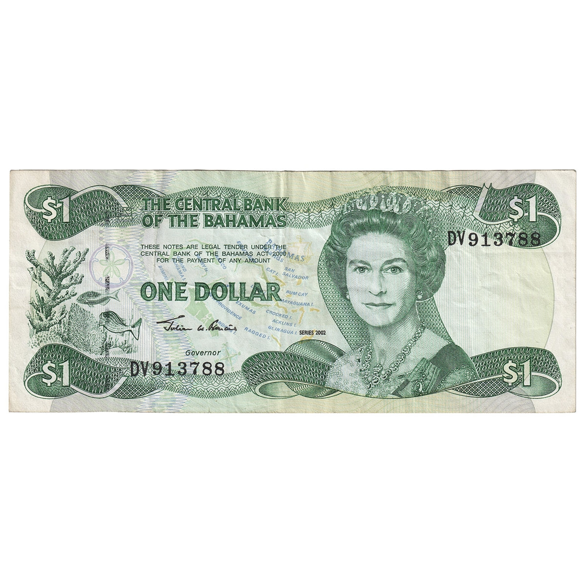 Bahamas 2000 1 Dollar Note, Pick #70, VF