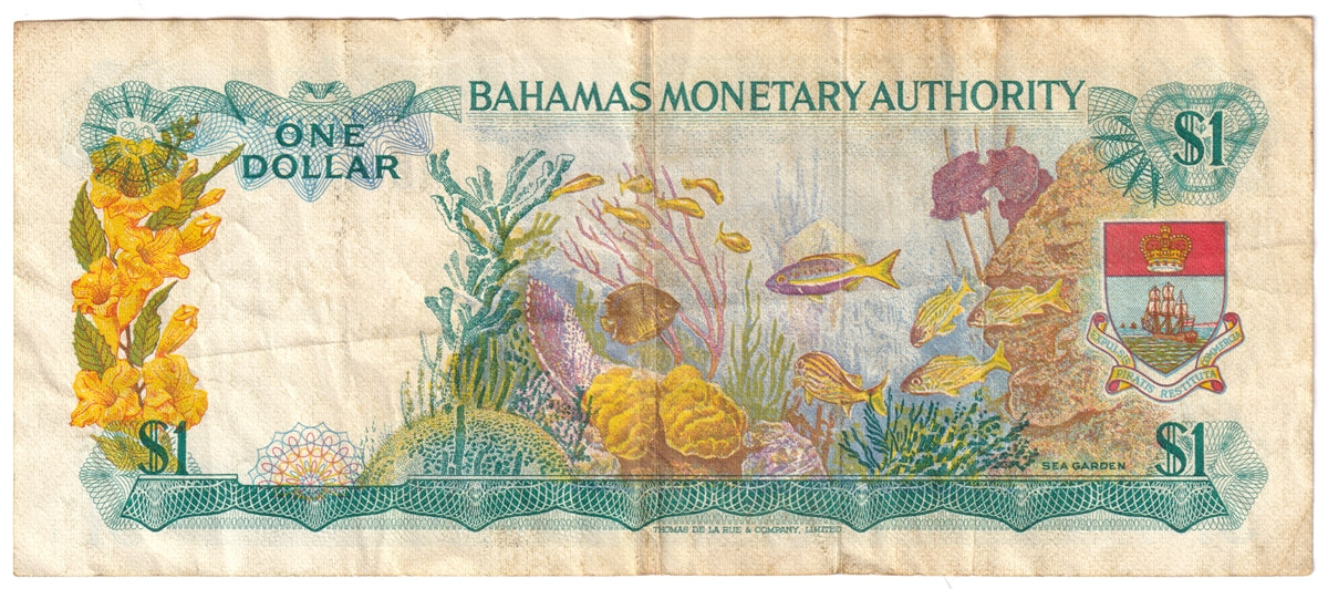 Bahamas 1968 1 Dollar Note, Pick #27a, VF (soiling)