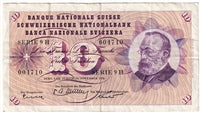 Switzerland 1956 10 Franken Note, Pick #45, VF