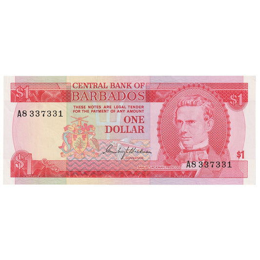 Barbados 1973 1 Dollar Note, Pick #29a, AU-UNC