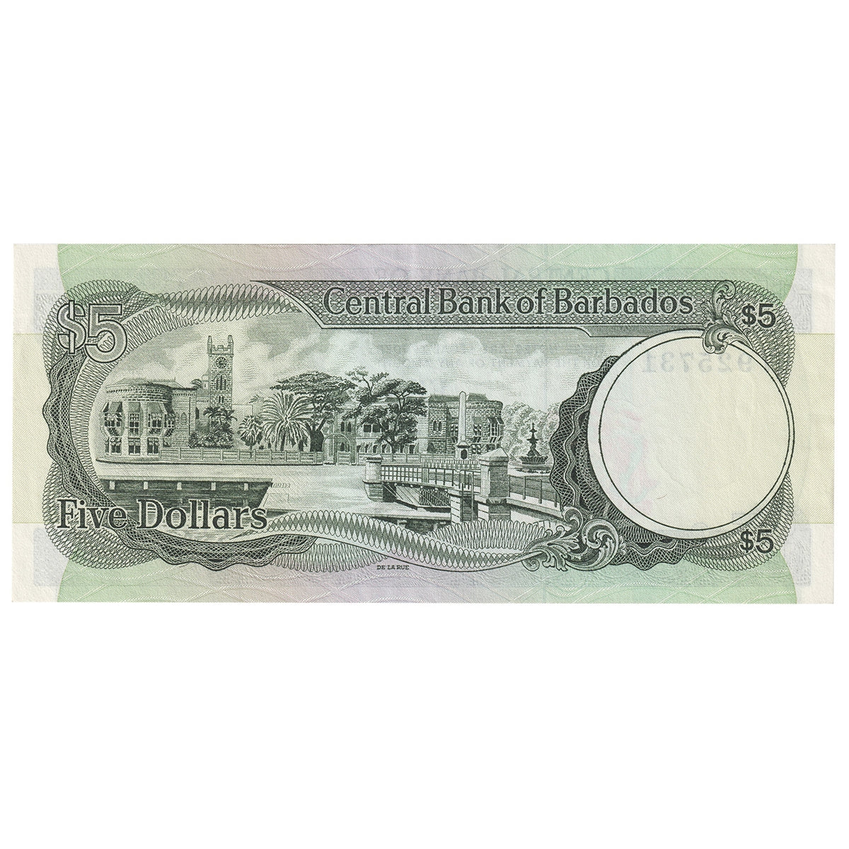 Barbados 1975 5 Dollar Note, Pick #32a, AU