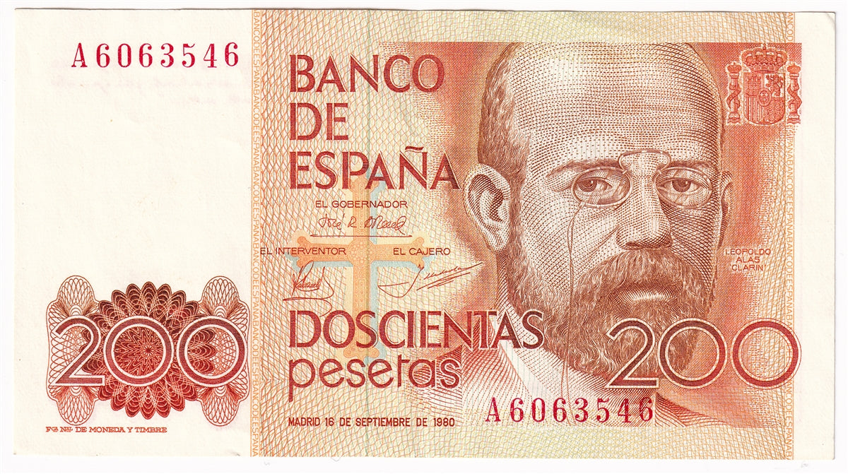 Spain 1980 200 Pesetas Note, Pick #156, EF-AU
