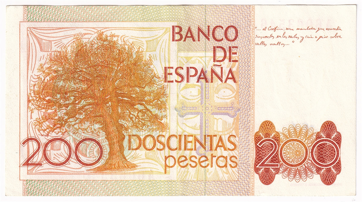 Spain 1980 200 Pesetas Note, Pick #156, EF-AU