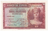 Spain 1935 10 Pesetas Note, Pick #86a, EF-AU