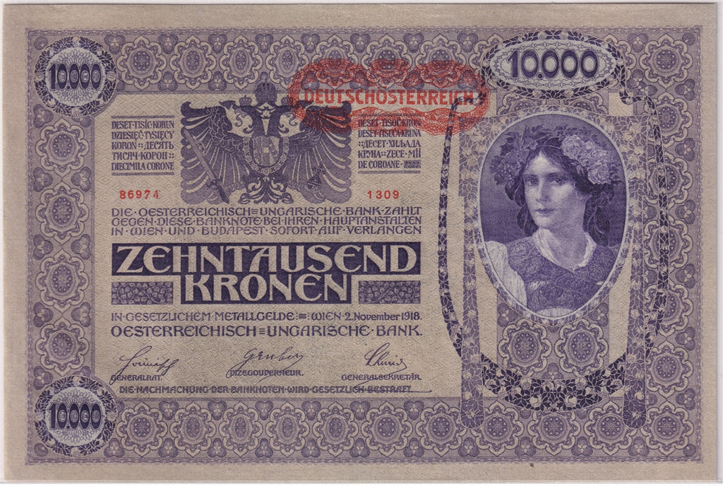 Austria Note 1918 10,000 Kronen UNC