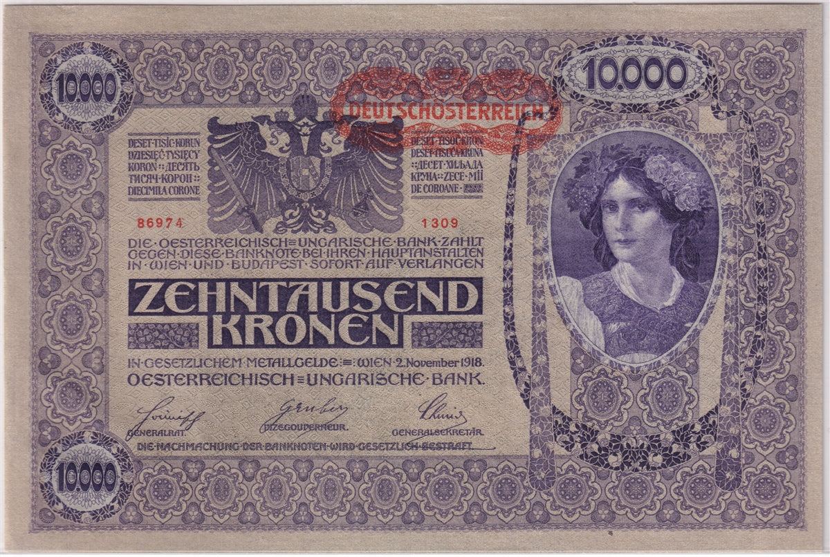Austria Note 1918 10,000 Kronen UNC