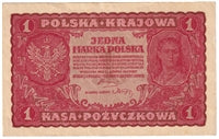 Poland 1919 1 Marka Note, Pick #23, AU-UNC