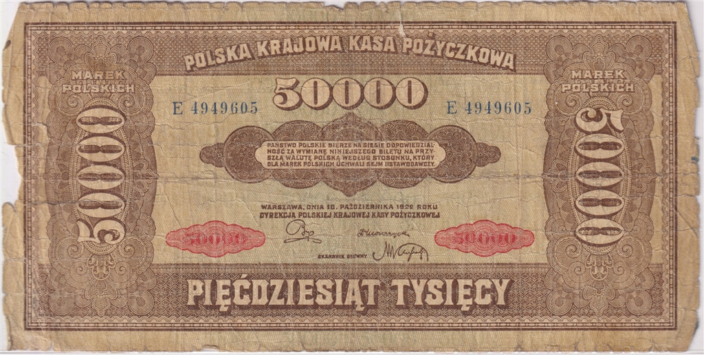 Poland Note Pick #33 50,000 Marek, Circ