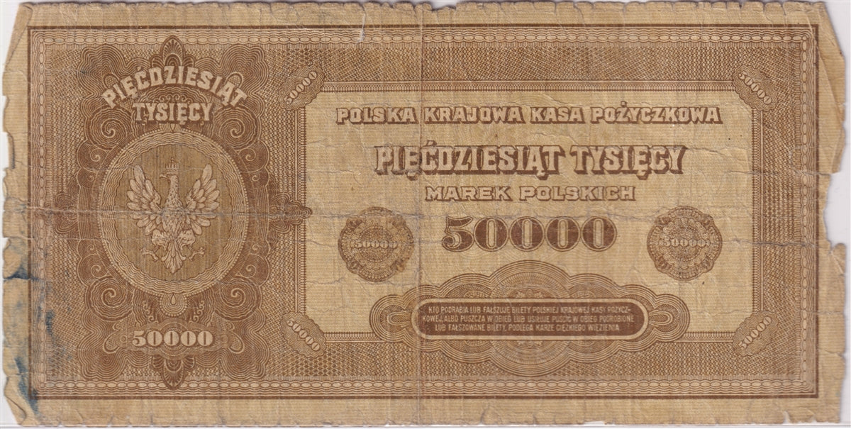 Poland Note Pick #33 50,000 Marek, Circ