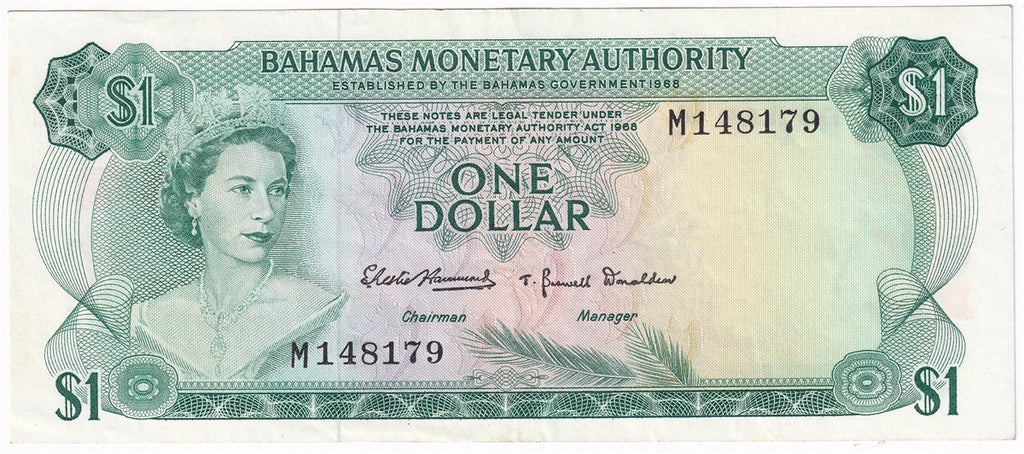 Bahamas 1968 1 Dollar Note, Pick #27a, AU