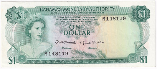 Bahamas 1968 1 Dollar Note, Pick #27a, AU