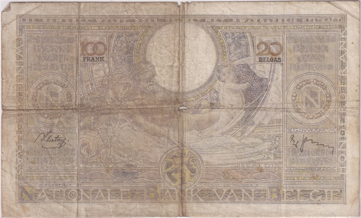 Belgium Note 1938 100 Francs, Circ