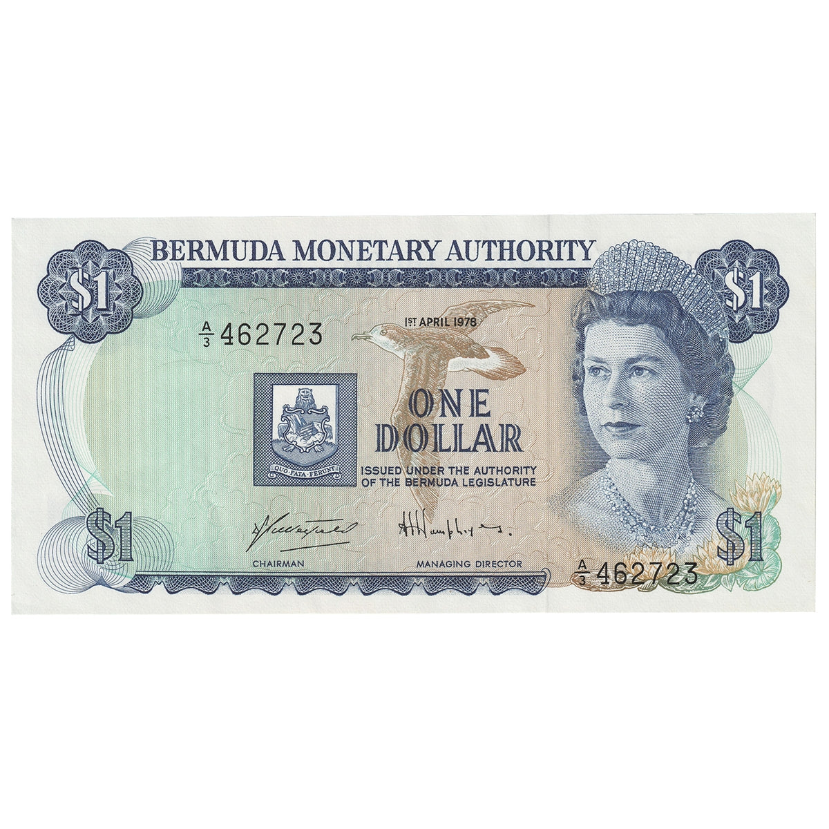 Bermuda 1978 1 Dollar Note, Pick #28b, UNC