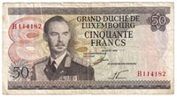 Luxembourg 1972 50 Francs Note, Pick #55a, F-VF
