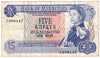 Mauritius 1967 5 Rupees Note, Pick #30a, F-VF