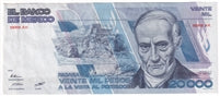 Mexico 1987 20,000 Pesos Note, Pick #91b, AU