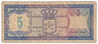 Netherlands Antilles 1980 5 Gulden Note, Pick #15a, Circ.