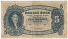 Norway 1923 5 Kroner Note, Pick #7b, VG-F