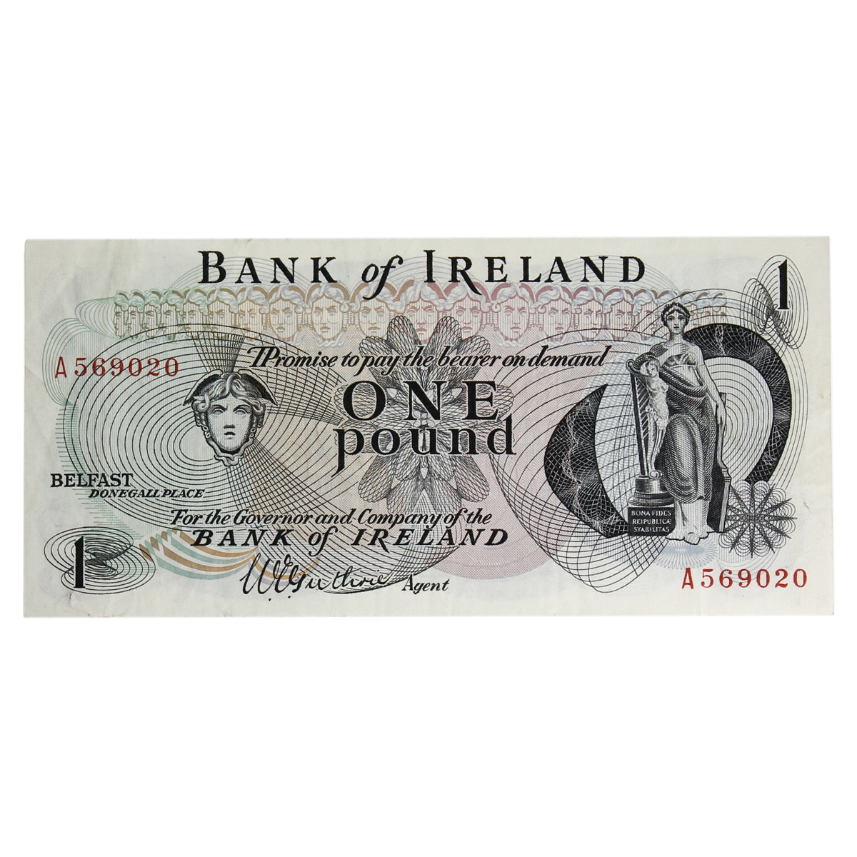Northern Ireland 1967 1 Pound Note, NI.203, Guthrie, VF