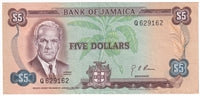 Jamaica 1970 5 Dollar Note, Pick #56, EF-AU