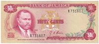 Jamaica 1970 50 Cents Note, Pick #53a, UNC