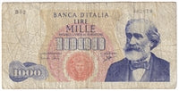 Italy 1962 1,000 Lire Note, Pick #96a, Circ.