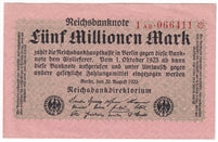 Germany 1923 5 Million Note, Pick #105, AU-UNC