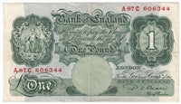 Great Britain 1950 1 Pound Note, BE54e, VF-EF