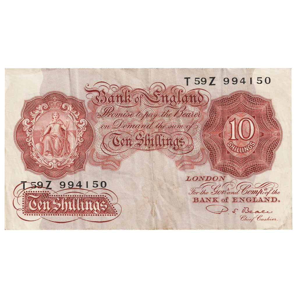 Great Britain 1950 10 Shilling Note, BE30c, VF-EF