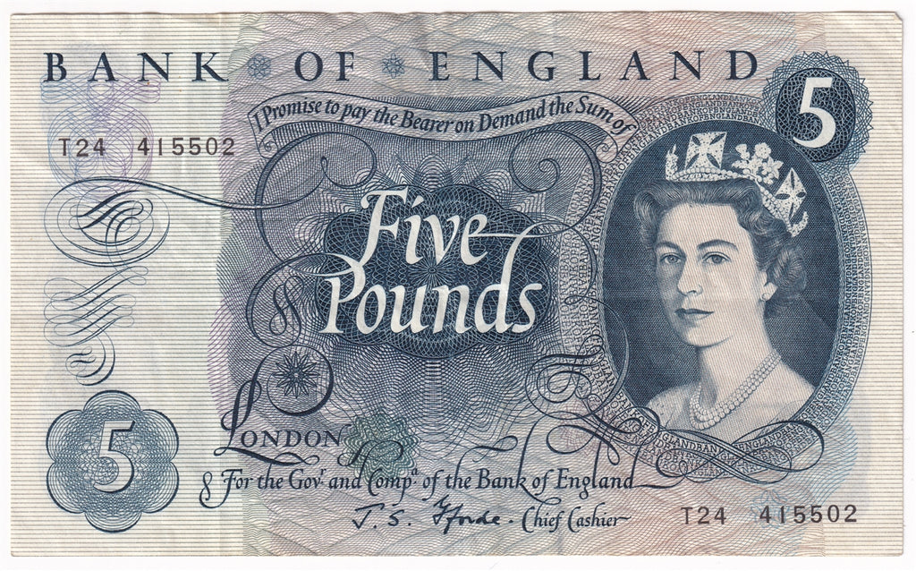 Great Britain 1967 5 Pound Note, BE101c, VF