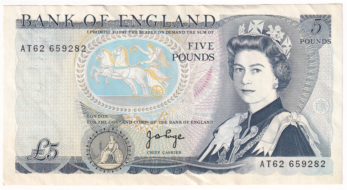 Great Britain 1973 5 Pound Note, BE112c, AU