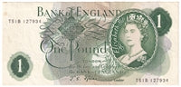 Great Britain 1967 1 Pound Note, BE72c, AU