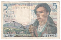 France 1947 5 Francs Note, Pick #98b, EF
