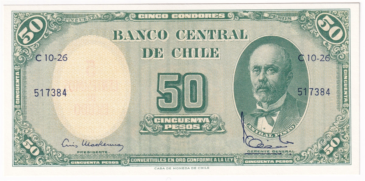 Chile Note 1960-61 5 Centesimos, UNC