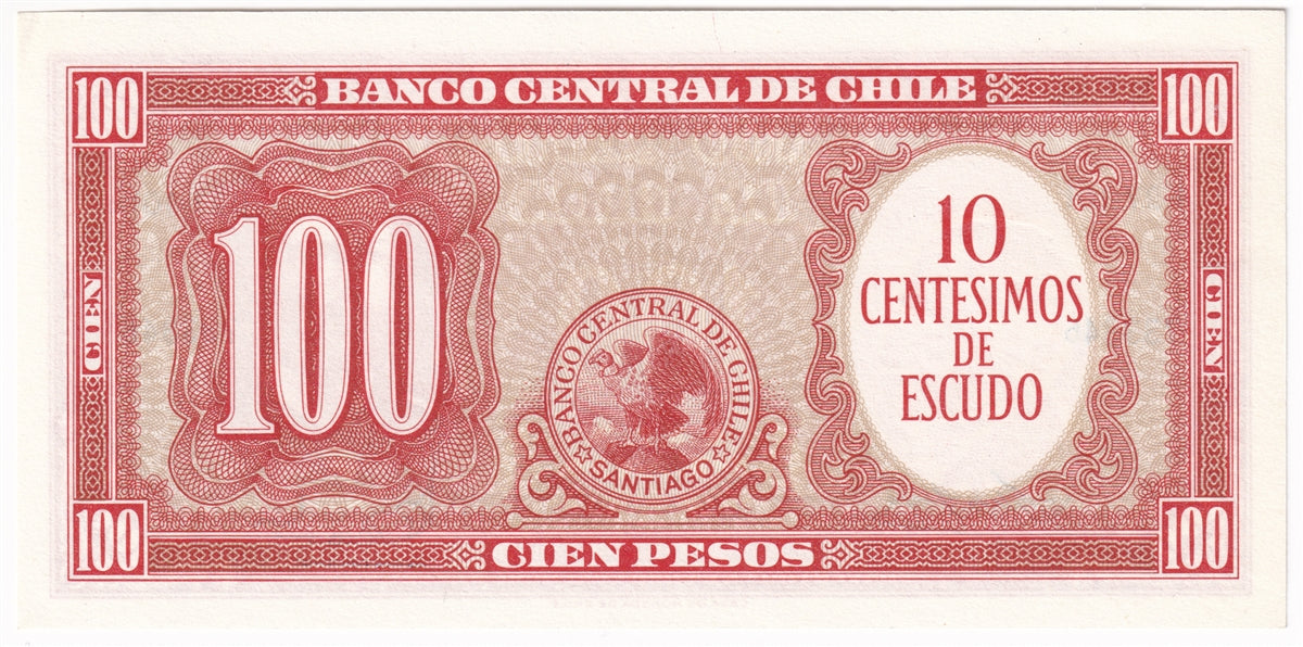 Chile Note 1960-61 10 Centesimos, AU-UNC