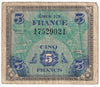 France 1944 5 Francs Note, Pick #115a, F-VF