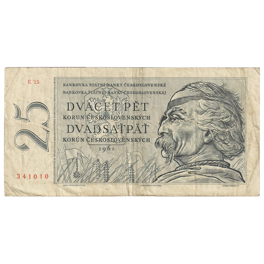 Czechosloakia 1961 25 Korun Note, Pick #89a, VF