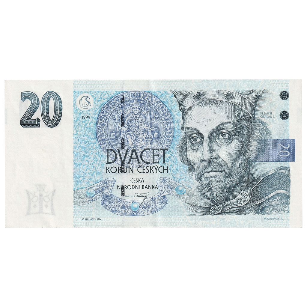 Czech Republic 1994 20 Korun Note, Pick #20b, AU