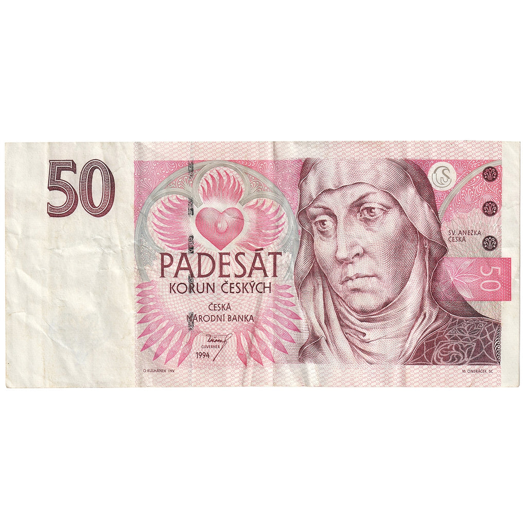 Czech Republic 1994 50 Korun Note, Pick #11, VF